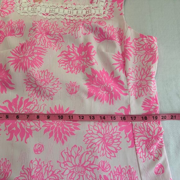 Lovely "The Lilly" Lilly Pulitzer Pink Floral Dress Crochet Detail Vintage Sz 14 - Picture 9 of 16